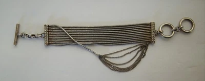 Pulsera Kenneth Cole New York Estrás Multi Hilo Serpiente Cadena Tono Plateado 8" Foto 1 de 4