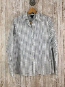 Lands' End No Iron Supima Chain Print Button Down Top Size 14 Very Nice - Picture 1 of 6