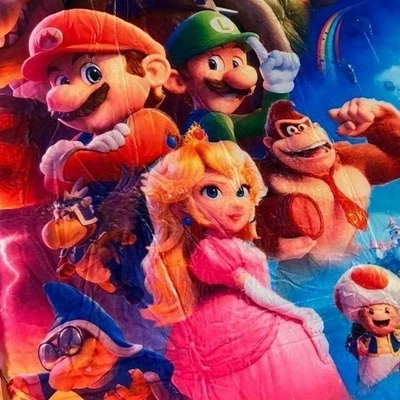 Super Mario Blanket Cozy Throw Cartoon Characters Mario Luigi Peach Bowser King - Image 1 of 4
