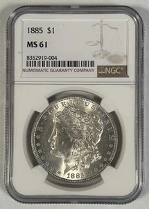 1885 Morgan Silver $1 Dollar Coin NGC MS 61 - Picture 1 of 2