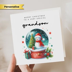 Grandson Personalised Christmas Snowman Card Novelty Christmas Gift Idea - Picture 1 of 2