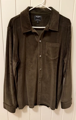 Todd Snyder Long Sleeve Velvet Button Up Shirt Size Large Dark Olive Green NEW - Image 1 of 4