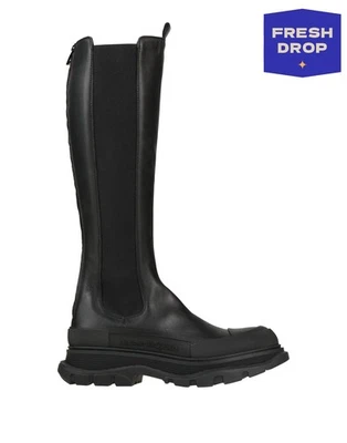 PVP €1310 ALEXANDER McQUEEN Cuero Botas Hasta la Rodilla US11 UK8 EU41 Hechas en Italia Foto 1 de 4