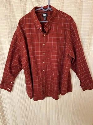 Lands End No Iron Twill Plaid Button Up Shirt Mens 3XL Burnt Orange Excellent  - Image 1 of 4