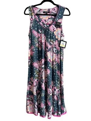 Vestido midi sin mangas para mujer Ellen Tracy con sujetador suave M pétalos verde azulado  Foto 1 de 4