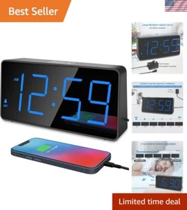 Battery Backup Digital Alarm Clock with USB Charger - Perfect for Every Bedroom - Picture 1 of 10