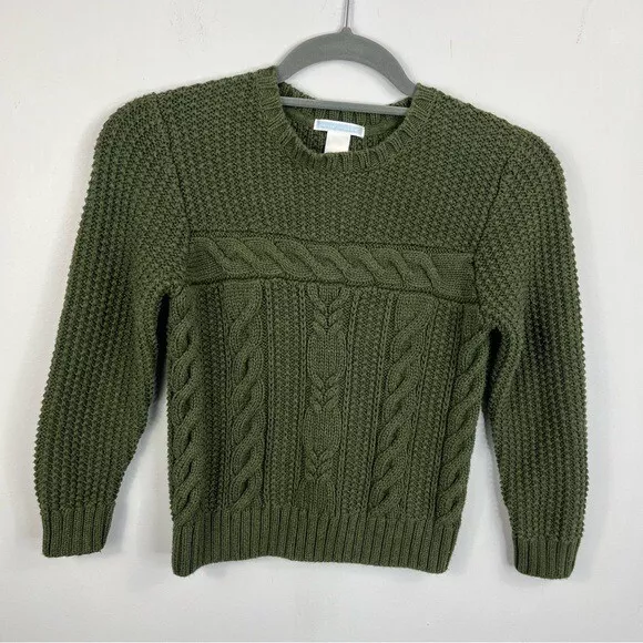 Janie and Jack Size 5 Cotton Cable Knit Olive Green Sweater KB - Image 1 of 4