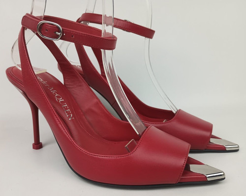 Sandali Alexander McQueen donna in pelle rossa punk 90 mm tacchi taglia 35 5