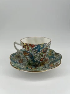 Rosina Queens Bone China Teetasse & Untertasse 5031 grün/türkis Paisley Goldrand - Bild 1 von 7