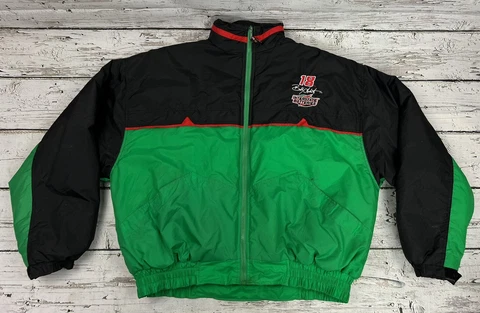 Vintage Bobby Labonte #18 Chase Authentics Nascar Full Zip Puffer Racing Jacket Cover
