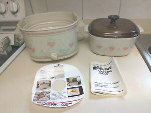 Rival Corning Ware Corelle Forever Yours Pink Hearts Crock Pot 3 pc New