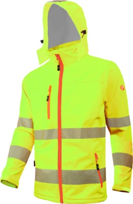 ACE Neon Lite Softshell-Warnjacke Warnschutz-Jacke für Arbeit abnehmbare Kapuze - Bild 1 von 4