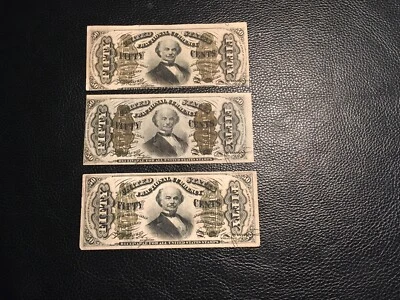 Set Of 3 50 Cent Fractional fr1331-1334-1341 All Nice Condition See Photos  - Image 1 of 4