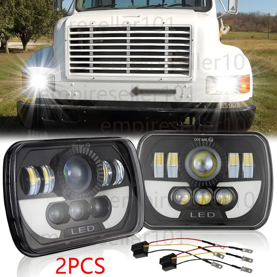 2X 105W 7x6" 5x7" Led Headlights for International Harvester 4700 4800 4900 8100 - Image 1 of 4