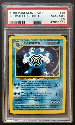 1999 Pokemon Game Poliwrath Holo PSA 8.5 Mint Base Set 13/102 Unlimited Card 13 - Image 1 of 3