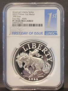 2022-P NGC PF70 American Liberty 1 oz Silver Medal Chicago ANA RELEASES * FDI - Picture 1 of 9