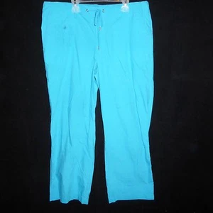Lauren Ralph Lauren Solid Blue 100% Cotton Capri Cropped Pants Womens 12 - Picture 1 of 9