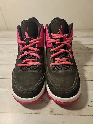 Nike Air Jordan Flight Negro/Rosa Caliente 820250-017 Niñas Jóvenes Talla 6~Mujeres Talla 8 Foto 1 de 4