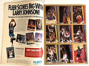 MICHAEL JORDAN 1992 #1 ISSUE NBA INSIDE STUFF MAGAZINE WITH FLEER #32 CARD SHEET - Picture 1 of 5