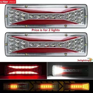 X2 LED Trailer Lights Tail Lamp Stop Brake Dynamic Indicator 12V Taillight Pair - Picture 1 of 7