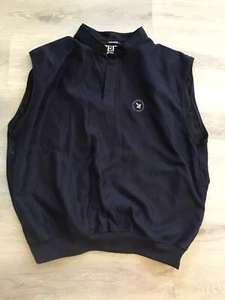 Zero Restriction Golf Vest Mens L Blue Houndstooth Microsuede 1/4 Snap Button - Picture 1 of 5