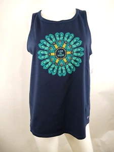 Life is Good Women High-Low Crusher Tank Flip Flop Mandala Blue Medium 68484 - Picture 1 of 10