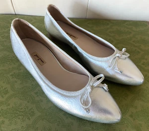 Scarpe basse da ballo PAUL GREEN Rylan in pelle taglia UK 5,5 / US 8 - argento metallizzato - Foto 1 di 11