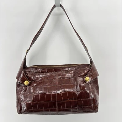 Maxx New York Handbag Brown Croco Embossed Leather Shoulder Bag - Image 1 of 4