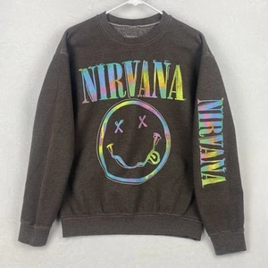 Nirvana Graphic Print Sweater Womens Small Brown Sweatshirt Crewneck Pullover - Picture 1 of 5