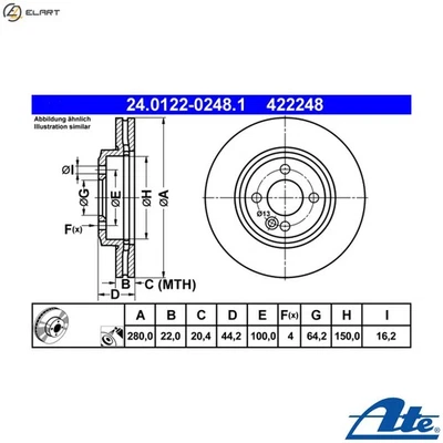 2x BRAKE DISC 24.0122-0248.1 FOR MINI CLUBMAN N12 B14 A 1.4L 9HZN47C16A 1.6L - Image 1 of 4