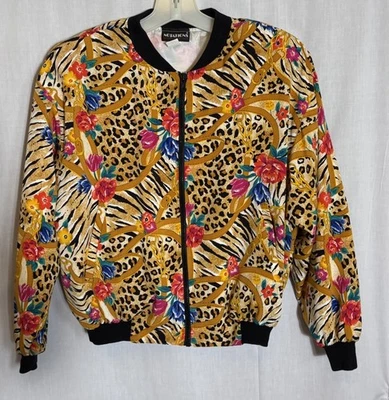 Chaqueta Bomber Vintage Notations Para Mujer Cremallera Longitud Usable Arte Mediana Foto 1 de 4