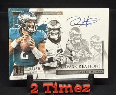 2021 Panini Impeccable JALEN HURTS Canvas Creations On Card Auto /50 *Eagles - Image 1 of 4