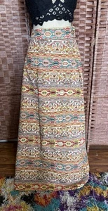 Vintage 1960’s Tapestry/Carpet Heavy Weight Maxi Skirt Aztec Multi Color M/L - Picture 1 of 10