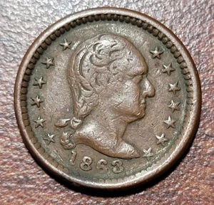 Ficha de la Guerra Civil Patriótica 1863 111/271a R-3 fina + pequeña 18,6 mm original Tonificación CWT - Imagen 1 de 2