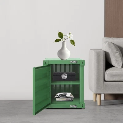 Storage Cabinet Side Table Cabinet with Door Iron Bedside Table Industrial Style - Image 1 of 4