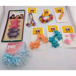 Vintage Hair Accessories Girls 90's Neon Clips Barrettes Pony Holders (#38) - Picture 1 of 9