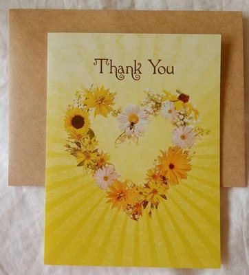 "Heart Of Flowers", (1) Leanin' Tree Thank You Greet Card, New With (1) Envelope - Image 1 of 4