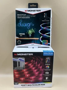 Monster Basics RGB LED Lichtstreifen Set - 100 Fuß Mehrfarbig + 6,5 Fuß Neon USB - Bild 1 von 5