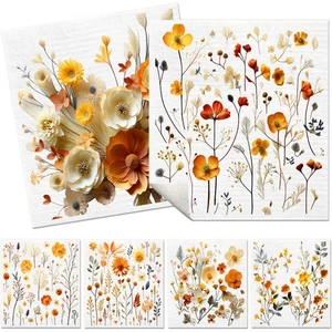 Paños de cocina suecos biodegradables 6 piezas reutilizables con precioso diseño de patrón floral - Imagen 1 de 22