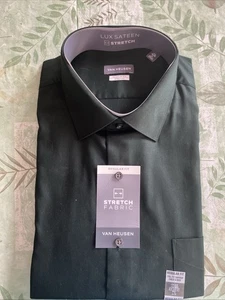 Schublade - Neu Herren Van Heusen 17 1/2 -34/35 Schwarz Langarm Kleid Regular Fit - Bild 1 von 12