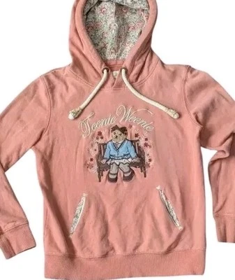 Teenie Weenie Rugby Teddy Bear Hoodie Sweatshirt Embroidered Pink Women Xs Top - Image 1 of 4