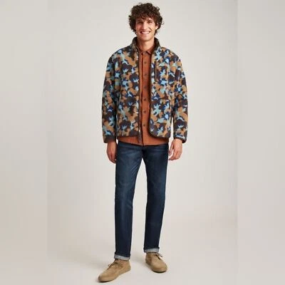 Bonobos High Pile Full Zip Fleece Jacket in Brown & Blue Floral Size XXL - Image 1 of 4