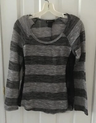 Gray & Black Stripe Pullover Top - Lace Sides - Girls Grass Collection (Macy's) - Image 1 of 4