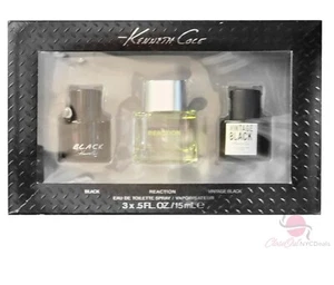 Kenneth Cole 0.5 oz / 15 Ml EDT SP 3C MEN -Black+Vintage Black+Reaction - Picture 1 of 1