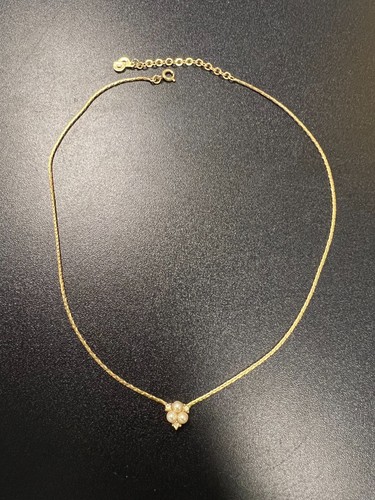 Collana Christian Dior finta perla pietra cristallo placcata oro 17"