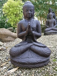 Buddha Skulptur Figur Statue sitzend betend Steinguss Namaskara Deko Garten 45cm - Bild 1 von 4