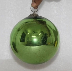 Vintage Verde 4.7" E V & Ole Marcos Depose Francia Navidad Ornamento Kugel 14625 - Imagen 1 de 6