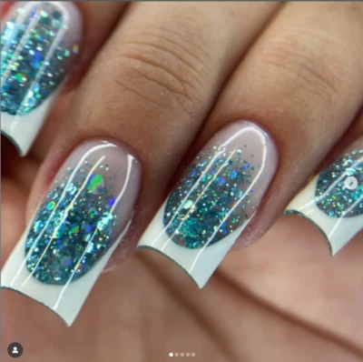 HOMEMADE Handmade Press On Nails Glitzernde French Tip Elegant Glänzend Falsche Fake Nails