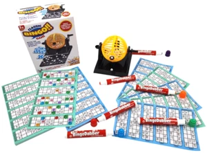 Family Bingo Set 6 Colourful Dabbers, 200 Sheets of Tickets Bingo Machine Balls - Picture 1 of 8