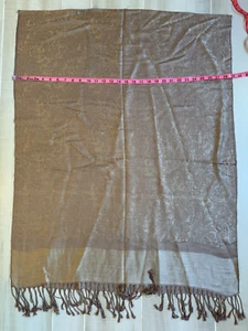 Mantón bufanda pashmina beige tostado mezcla seda nuevo sin etiquetas - Imagen 1 de 3
